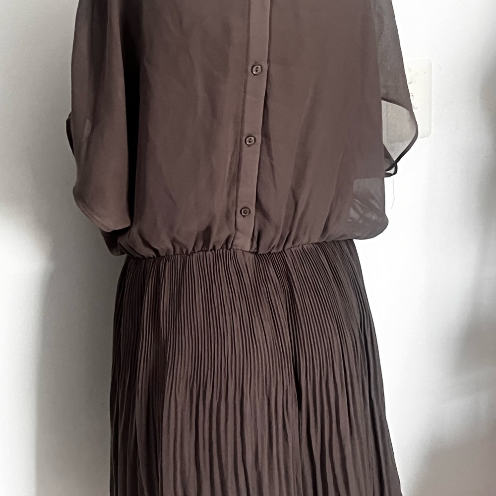 Nine Bird Elegant Taupe Chiffon Dress